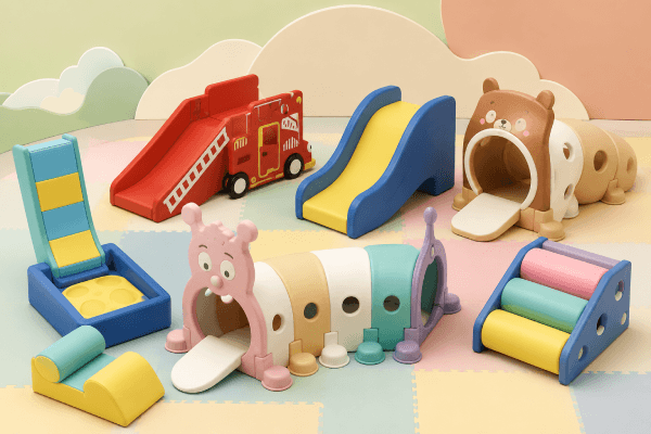 mini slides and crawl tunnels