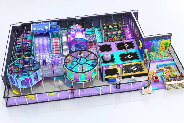 200-500sqm indoor playground solution with trampoline, interactive play and compact attraction combination