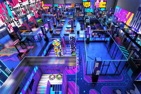 cyberpunk themed indoor park